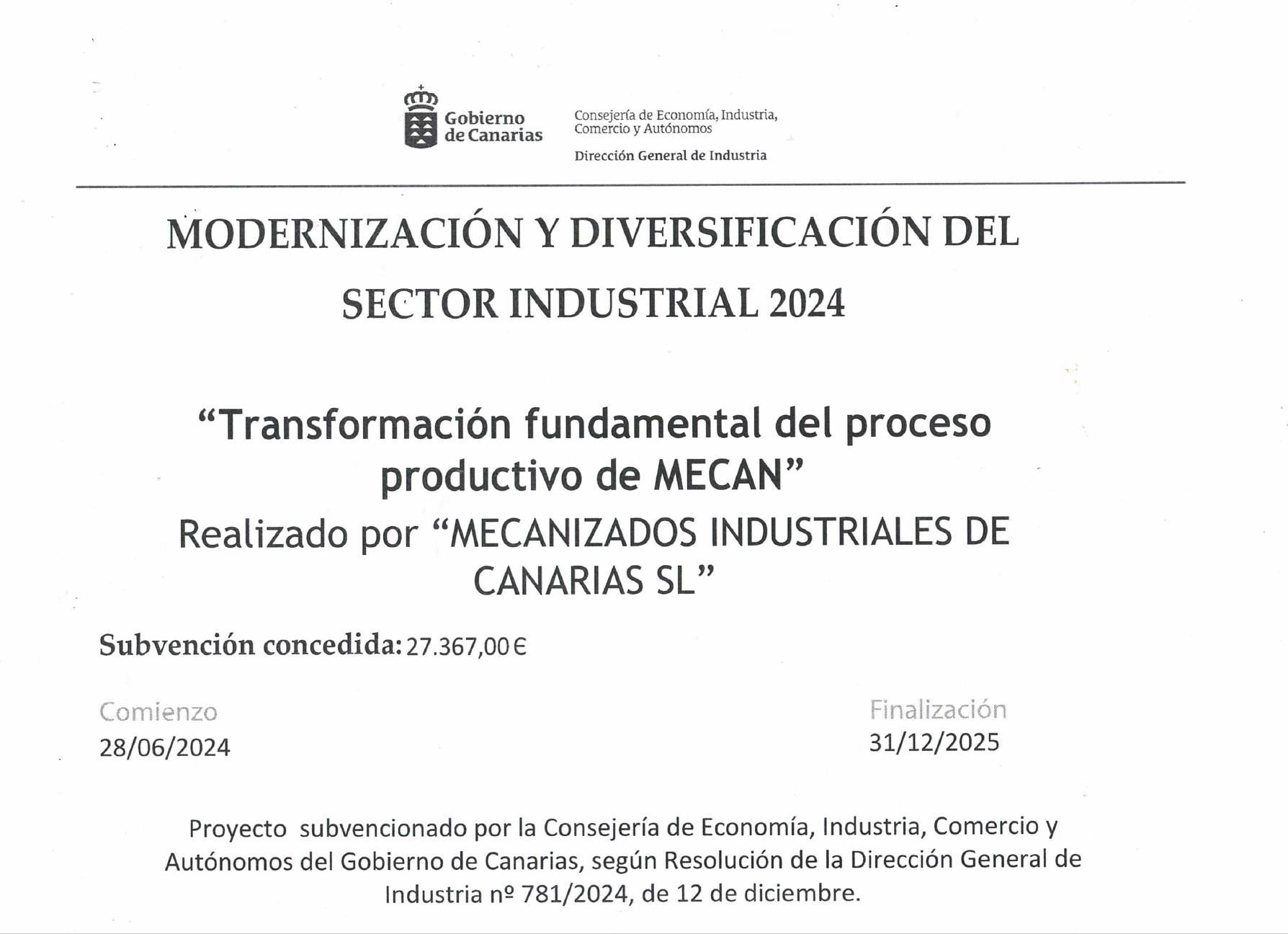 Resolución Sector Industrial